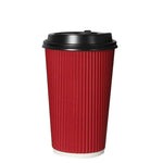 50 Pcs 16oz Disposable Takeaway Coffee Paper Cups Triple Wall Take Away w Lids