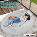 TheNapBed 1.8m Human Size Pet Bed Fluffy Calming Washing Napping Mattress Grey