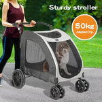 PaWz Pet Dog Stroller Pram Carrier Cat Travel Foldable 4 Wheels 50kg Capacity