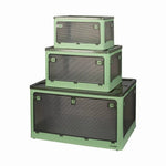 Storage Container Stackable Plastic Organiser Box Foldable 5 Side Open Lid Wheel