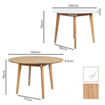 Levede Dining Table Round Rubberwood Base Kitchen Cafe Restaurant 100/120cm