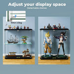 Stacked Glass Display Cabinet Lockable Collections Storage 2 Tier Shelf 2 Door