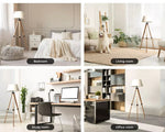 Emitto Tripod Floor Lamp Reading Light Adjustable Wooden Stand White Shade