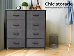 Levede Chest of Drawers Storage Cabinet Tower Dresser Tallboy 8 Drawer Grey