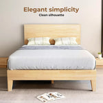 Levede Queen Bed Frame Rubberwood Timber Mattress Base Headboard Walnut