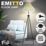 Emitto Modern Tripod Floor Lamp Linen Fabric Lampshade Home Decor Reading Beige