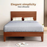 Levede Double Bed Frame Rubberwood Timber Headboard Mattress Base Walnut