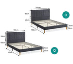 Levede Fabric Bed Frame Double Mattress Base Platform Wooden Velvet Headboard