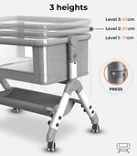 Bopeep Baby Cot Bed Crib Portable Bassinet Safety Fence Adjustable Bedside Pink