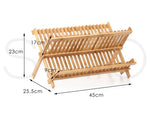 Toque Dish Rack Bamboo Foldable Drainer Drying Holder Plate Utensil Cultery Tray