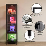 Stacked Tempered Glass Display Cabinet Clear Steel Frame With 3XRGB Lights