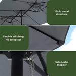 Centra Patio Umbrella Outdoor Base Stand Double-Sided Garden Pool Sun Block 4.5M