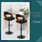 Levede 1x Kitchen Bar Stools Gas Lift Wooden Beech Stool Metal Barstools Black