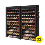 Levede 2pcs 10 Tier Shoe Rack Storage Cabinet Cube DIY Organiser Organizer Black