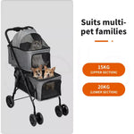 Pawz 2-tier Pet Stroller Double Dog Pram Cat Carrier Travel Pushchair Foldable