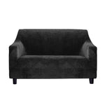 Marlow Sofa Cover High Stretch Slipcovers Soft Plush Protector 2 Seater Black