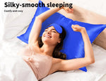 Dreamz Silk Pillow Case 100% Mulberry Slip Eye Mask Set Both Sided 25 Royal Blue