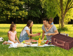 Picnic Basket 4 Person Baskets Set Insulated Willow Outdoor Blanket Gift Storage
