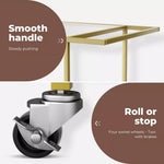 Levede Metal Bar Cart Drinks Serving Trolley Wine Rack Kitchen Tempered Glass