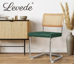 Levede 2xRattan Chair Dining Chairs Cesca Replica Cantilever Velvet Padded Green