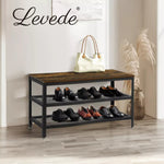 Levede 3-Tier Shoe Rack Bench Storage Cabinet Organisers Industrial Steel 73cm