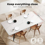 Levede 150cm Dining Table 6 Person Seater Marble Texture Steel Leg Home Office