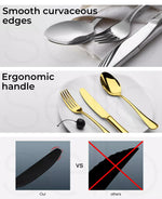 Toque Cutlery Set Stainless Steel 30PCS Knife Dinner Fork Tea Spoon Black Gold