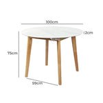 Levede Dining Table Round Rubberwood Base Kitchen Cafe Restaurant 100/120cm