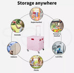 65L Foldable Shopping Trolley Camping Cart Grocery Basket Rolling Wheel Black