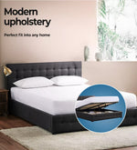 Levede Fabric Bed Frame Gas Lift Storage Wooden Matress Base Double Queen King