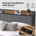 Levede Double Bed Frame Industrial Tufted Noise Free Headboard USB Charge