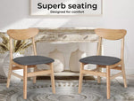 Levede 4xDining Chairs Kitchen Chair Natural Wood Linen Fabric Cafe Lounge