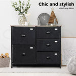 Levede 5-Drawer Storage Cabinet – Lowboy Dresser Organizer with Suede Drawers