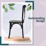 Levede 2x Dining Chairs Cross Back Kitchen Chair Natural Wood Lounge Seat Black
