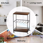 Levede Vintage Bar Cart Wooden Drinks Serving Trolley Mobile Wine Rack Party