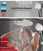 High Pressure Shower Head Set Rain Round Brass Taps Mixer Handheld WELS Silver