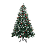 Santaco Christmas Trees Snow Flocked Pine Cones Decoration Stand 2.1 M
