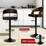 Levede 1x Kitchen Bar Stools Gas Lift Wooden Beech Stool Metal Barstools Black