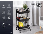 Levede 3 Tiers Kitchen Storage Trolley Cart Steel Rack Shelf Organiser Wheels