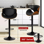 Levede 1x Bar Stools Gas Lift Kitchen Counter Beech Stool Metal Black Barstools