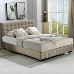 Levede Fabric Bed Frame Gas Lift Storage Wooden Matress Base Double Queen King