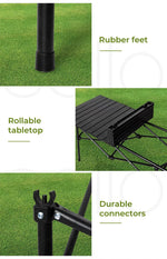 Levede Folding Camping Table Portable Picnic Outdoor BBQ Desk Egg Roll Black