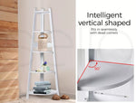 Levede 5 Tier Corner Shelf Wooden Storage Home Display Rack Plant Stand White