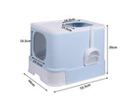 Pawz Cat Litter Box Fully Enclosed Kitty Toilet Trapping Odor Control Basin Blue