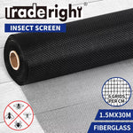 Traderight 30M x 1.5M Flyscreen Mesh Roll – Fiberglass Insect Screen for Windows