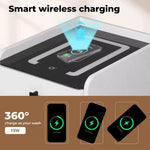 Levede Smart Bedside Table Wireless Charging LED Lights 2 Drawers Storage