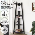 5 Tier Corner Shelf Wooden Storage Home Display Rack Plant Stand MDF Board Black