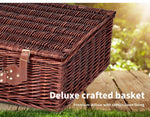 Picnic Basket 4 Person Baskets Set Insulated Willow Outdoor Blanket Gift Storage