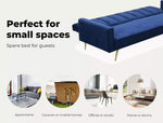 Levede Sofa Bed Convertible Velvet Lounge Recliner Couch Sleeper 3 Seater Blue