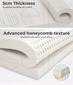 Dreamz Latex Mattress Topper Queen Bed Underlay Natural Foam 7 Zone Cover 5cm